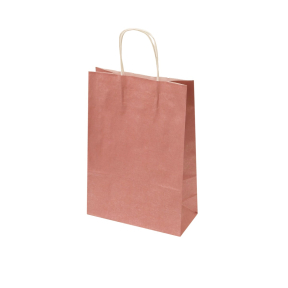 Pearl pink paper bags with white twisted handles