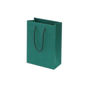 Tamsiai žalipopieriniai maišeliai su medžiaginėmis rankenomis